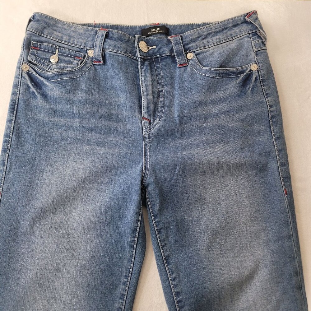 True Religion Billie Women's Mid Rise Straight Leg Blue Jeans Size 31x32 - Picture 3 of 12